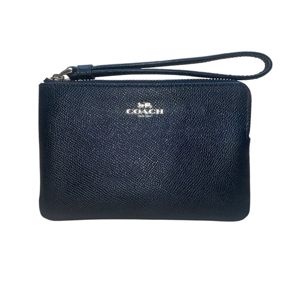 Coach Women’s Black Leather Wristlet Zipper Closure Compact Interior Pocket