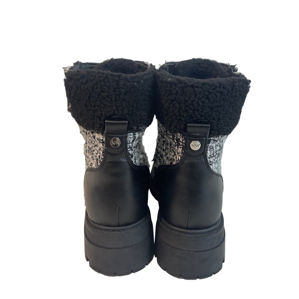 Nine West Women's Black And White Side Zipper Hi Top Boots Sz 9M