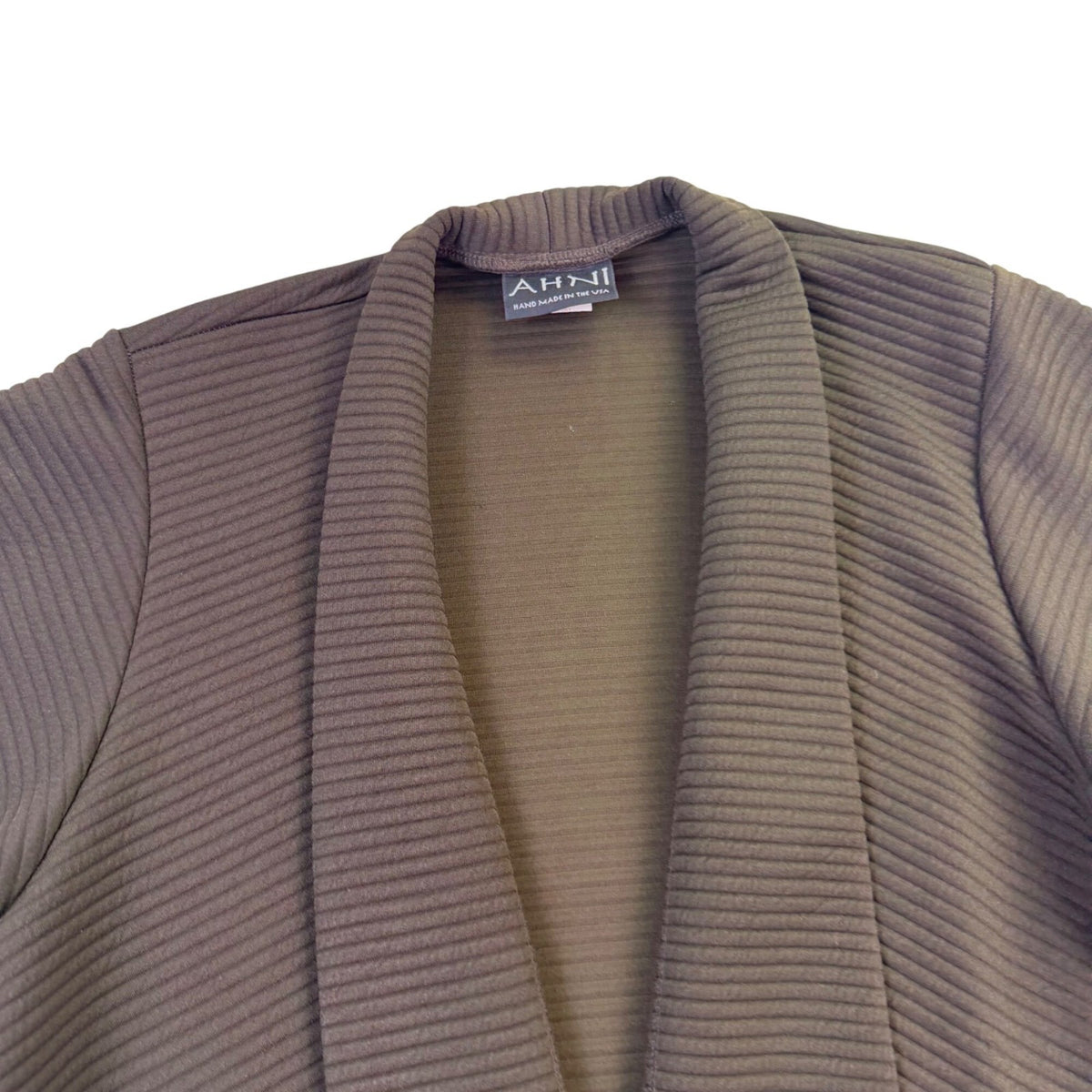 Ahni Womens Brown Ribbed Open Front Cardigan Size 1