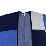 New York & Company Womens Blue & Gray Colorblock Poncho Open Front Tie Sz S/M
