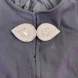 Oscar De La Renta Womens Black Silk Jacket With Beaded Button Accents Size 6