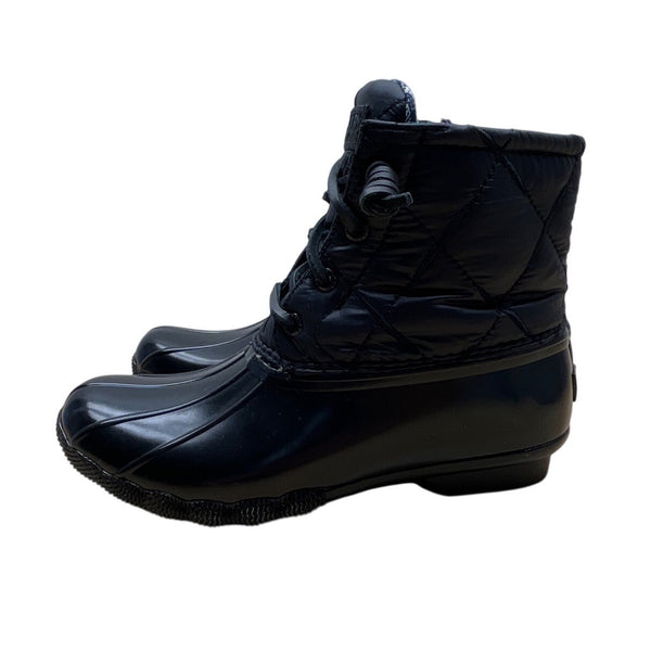 Sperry Women’s Black Quilted Techwave Plaid Lining Lace-Up Duck Boots Sz 6 - New