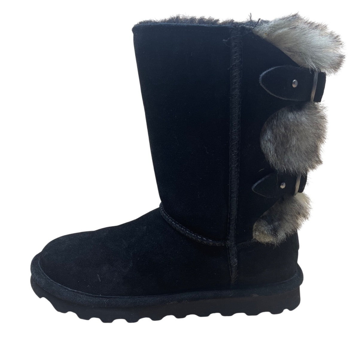 Bearpaw Women’s Black Cow Suede Faux Fur Lined Mid-Calf Winter Boots Size 6