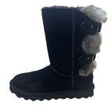 Bearpaw Women’s Black Cow Suede Faux Fur Lined Mid-Calf Winter Boots Size 6