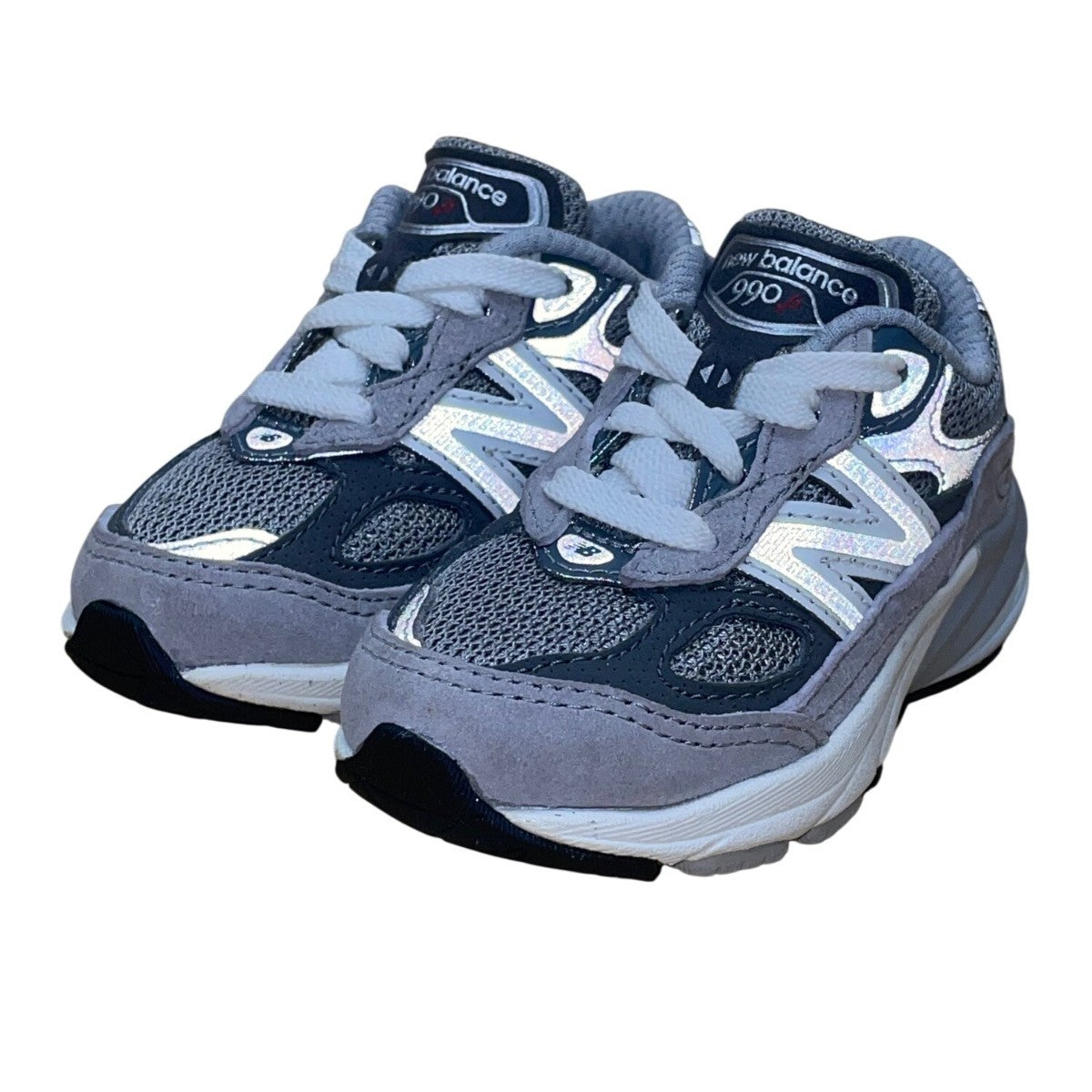 New Balance Kids Gray/White Mesh Suede 990 GL6 Athletic Running Shoes Size 4 US