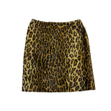 Cache Women Brown Leopard Print Cotton Blend Skirt Animal Pattern Size 6