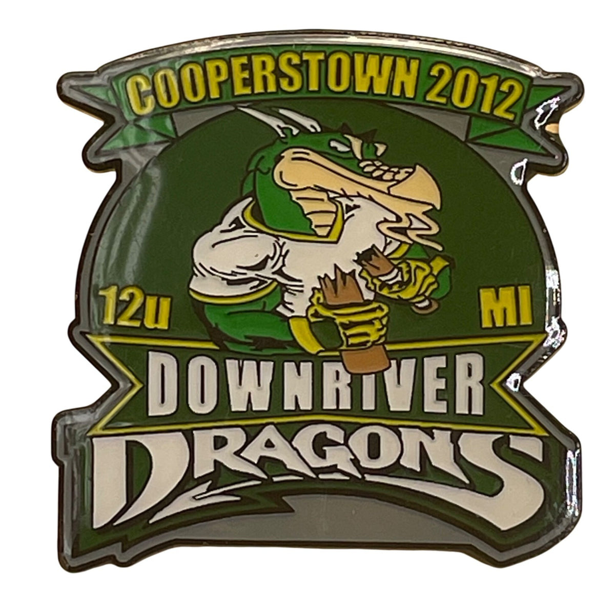 Cooperstown 2012 Downriver Dragons 12u MI Baseball Trading Pin With Clutch Back