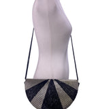 Impo Women’s Black & Silver Beaded Striped Half-Moon Crossbody Bag