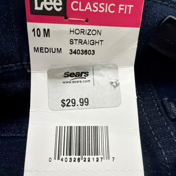 Lee Womens Dark Wash Denim Straight Leg Pants Classic Fit Mid-Rise Size 10 M