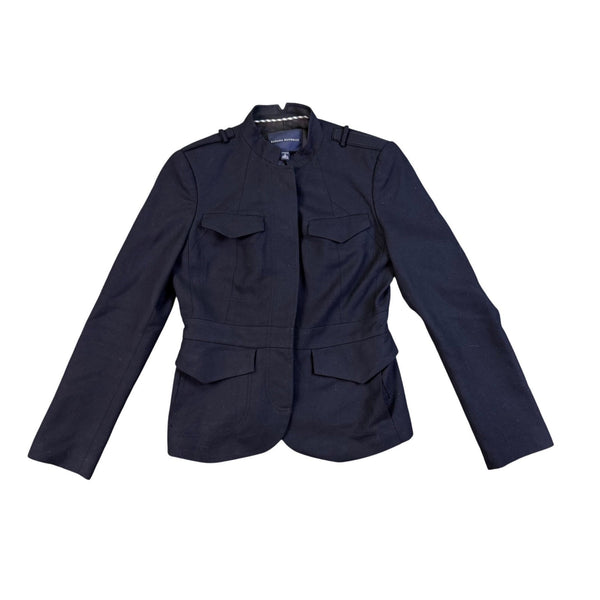 Banana Republic Womens Navy Wool Stretch Military Style Blazer Jacket Size 6