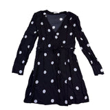 Mango Womens Black Viscose Polka Dot Long-Sleeve Casual Dress Size M