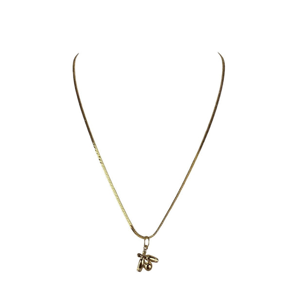 Monet Womens Vintage Gold Tone Bowling Charm Necklace Snake Chain Elegant Jewelr