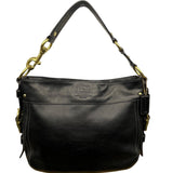 Coach Women’s Black Leather With Golden Buckle Details Hobo Shoulder Bag
