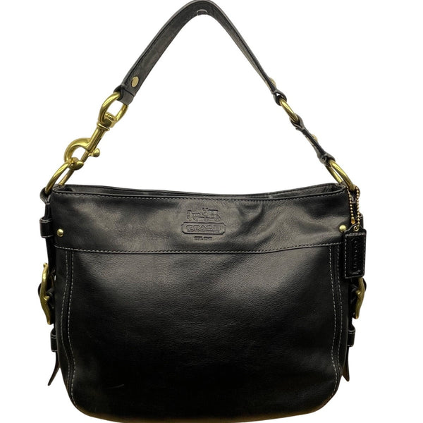 Coach Women’s Black Leather With Golden Buckle Details Hobo Shoulder Bag