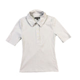 J.Crew Womens Light Blue Ribbe Polo Shirt  Short Sleeve Button Front Sz XS
