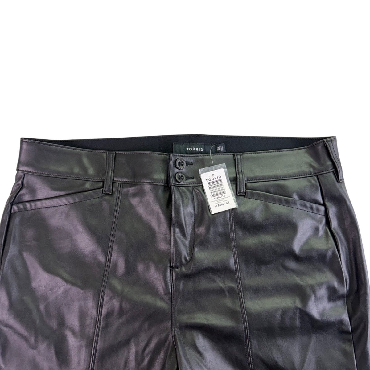 Torrid Womens Black Faux Leather High-Rise Pintuck Bootcut Pants Size 18 Regular