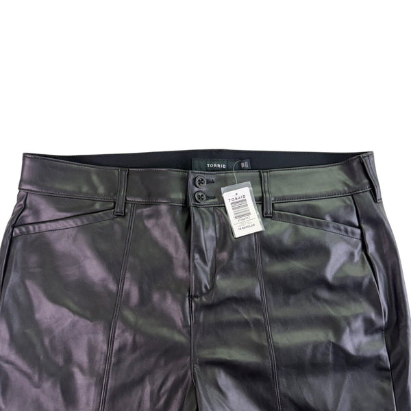 Torrid Womens Black Faux Leather High-Rise Pintuck Bootcut Pants Size 18 Regular