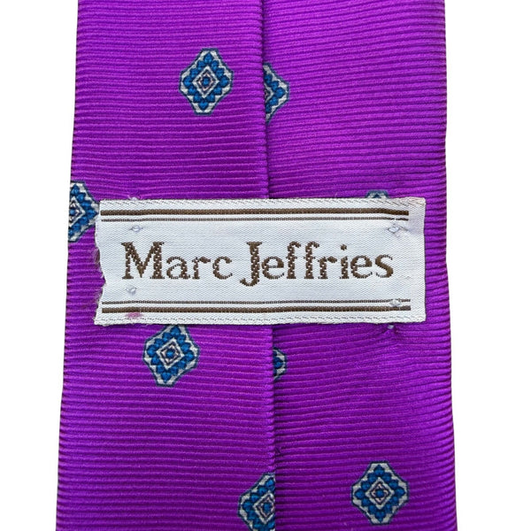 Marc Jeffries Men’s Purple & Blue Silk Tie With Geometric Diamond Design