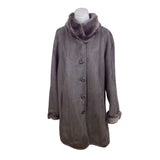 Portrait Women's Brown Button Up Collard Coat Lined With Faux Fur Sz 1X