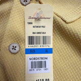 Tommy Bahama Mens Yellow Silk & Cotton Long Sleeve Polo Shirt Comfortable Sz XL