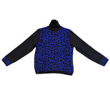 Nina Leonard Womens Black & Blue Leopard Print Turtleneck Sweater Size M