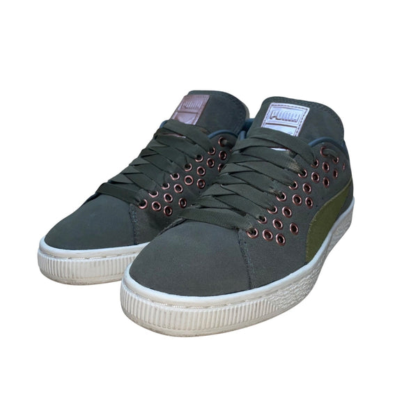 Puma Women’s Green Suede With Rose Gold Eyelets Lace-Up XL Lace VR Sneakers Sz 6