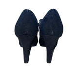 Lauren Blakwell Women’s Black Suede Crisscross Strap Marika Platform Pumps Sz 7