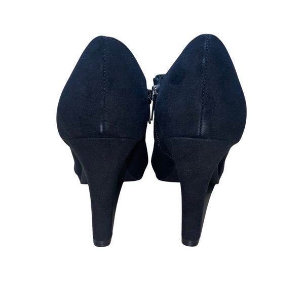 Lauren Blakwell Women’s Black Suede Crisscross Strap Marika Platform Pumps Sz 7