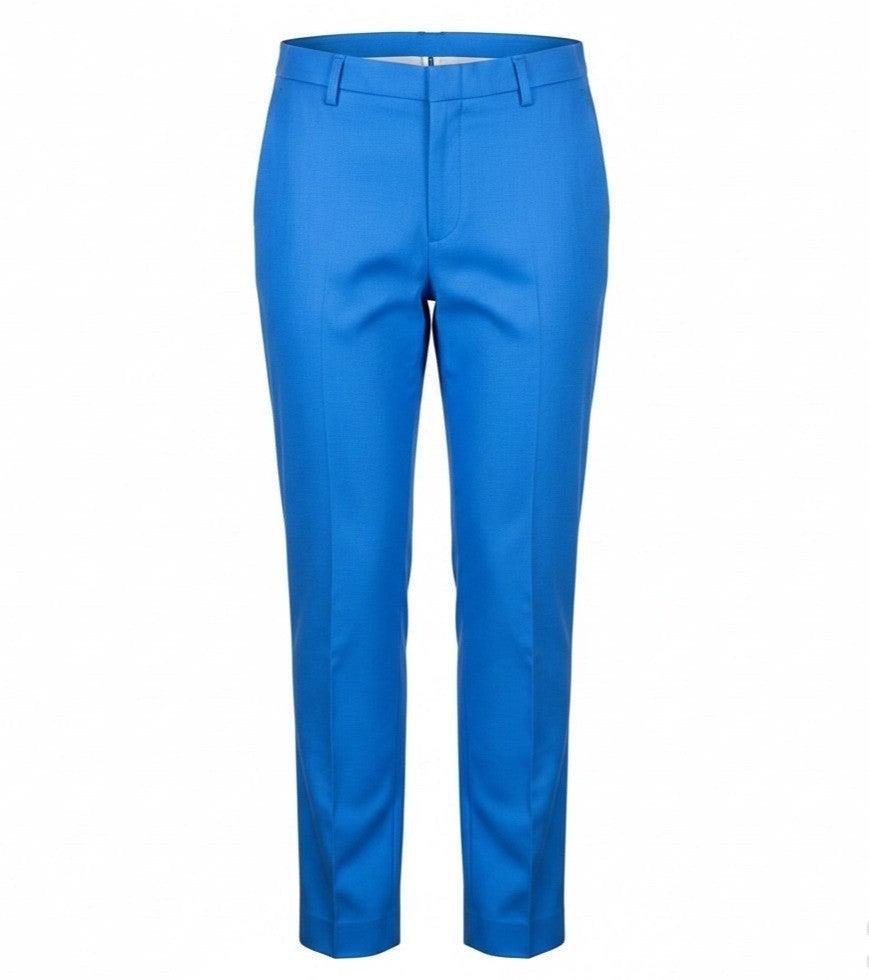 Ann Taylor Womens Blue Linen-Blend Slim Fit Dress Pants Size 10