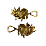 Monet Womens Gold Tone Metal Brooch & Clip-On Earrings Set Ornate Pattern
