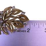 Lisner Womens Gold Tone Rhinestone Brooch Leaf Design Floral Jewelry Signed