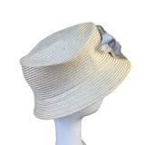 Vintage Ariane Millinery Womens Natural Straw Hat White Wide Brim Floral Accent