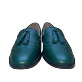 Talbots Women’s Green Leather Tassel Details Leighton Brogue Loafers Size 6M
