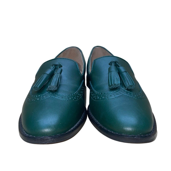 Talbots Women’s Green Leather Tassel Details Leighton Brogue Loafers Size 6M