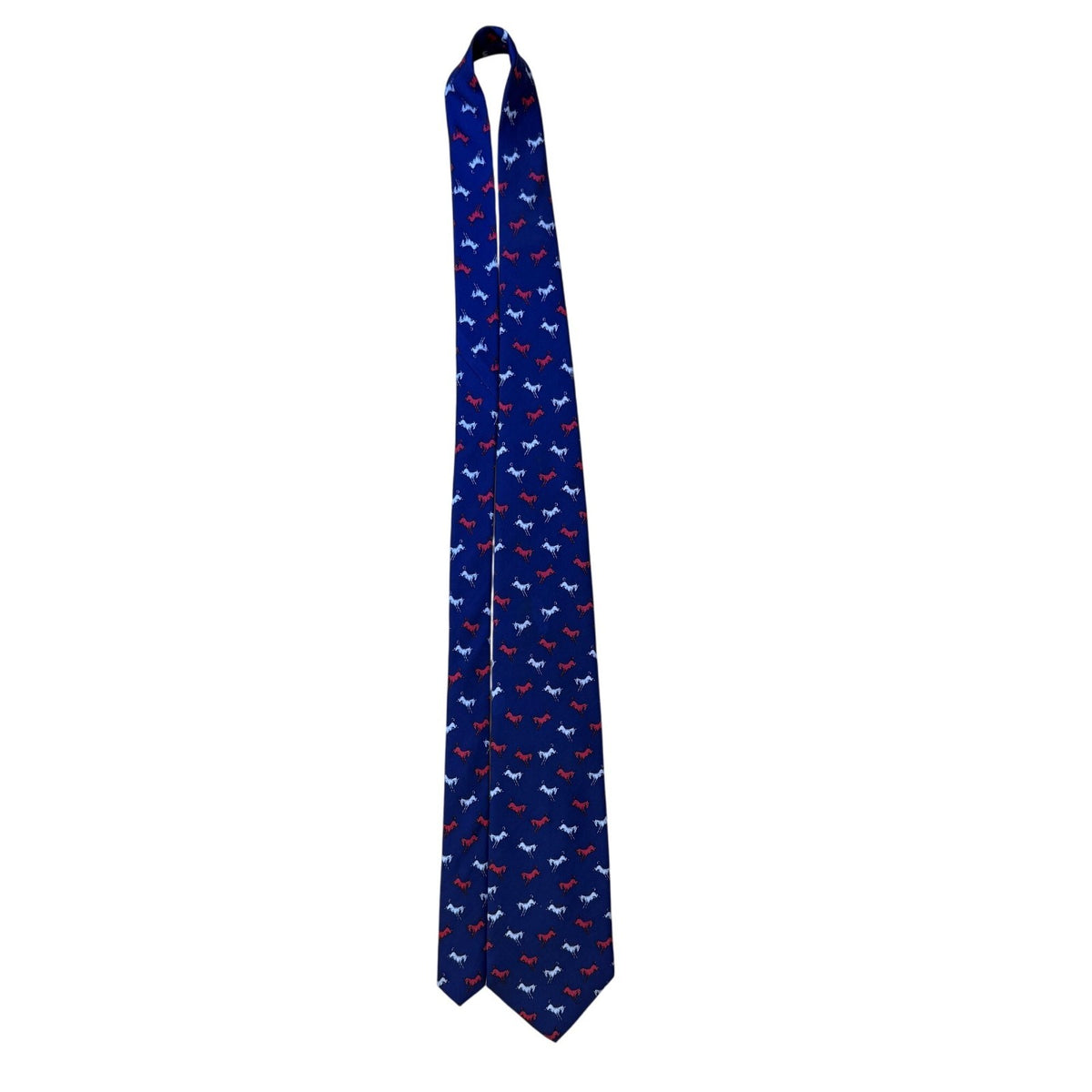 Alynn Mens Blue Silk Horse Pattern Tie Creative American Design USA-Made