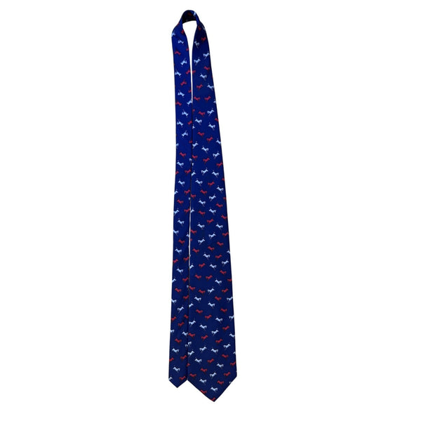 Alynn Mens Blue Silk Horse Pattern Tie Creative American Design USA-Made