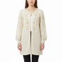 Vintage Madeleine Womens Ivory Embellished Cardigan Long Sleeve Open Front Sz L