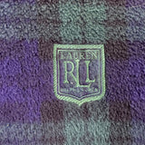 Ralph Lauren Mens Navy & Green Pullover Fleece Plaid Half Zip Sweater Size L