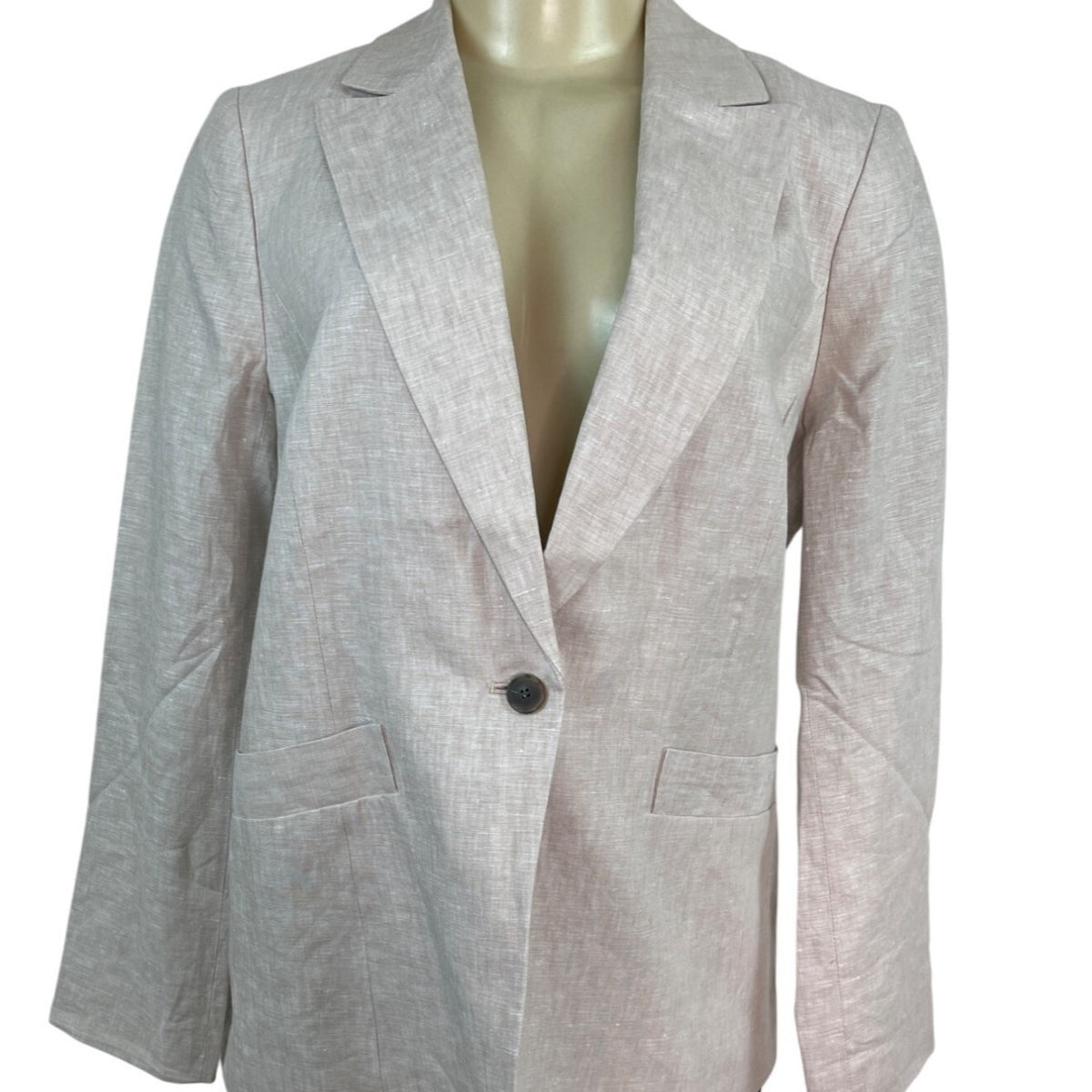 Talbots Womens Beige Linen Blend Blazer Jacket Size 8 Single Button Size 8 - New