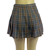 Plaid Pleated Mini Skirt With Button & Zipper Closure Size M - New