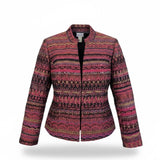 Chicos Womens Pink & Black Patterned Edanas LS Jacket Stylish Size 1