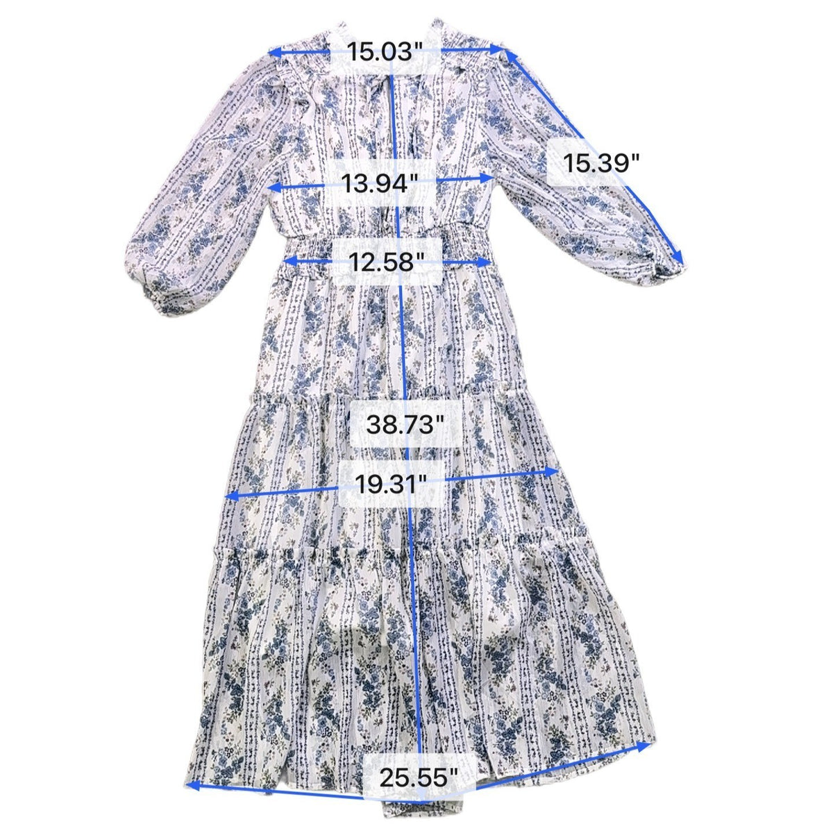 Escape By Blu Pepper Womens White & Blue Floral Maxi Dress Siize M