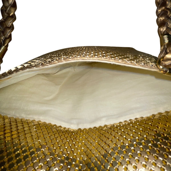 Empire Orr Women’s Gold Metallic Mesh Double Strap Zip Closure Shoulder Bag