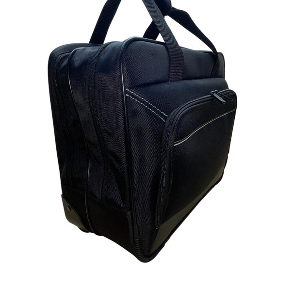 Amazon Basics Black Nylon With Handle Multi-Compartments Rolling Laptop Case