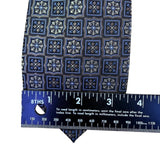 Pronto Uomo Men’s Blue & Gold Silk Geometric Pattern Handmade Neck Tie