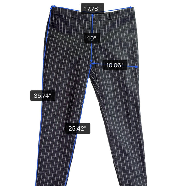 Banana Republic Womens Black Gray Dress Pants Windowpane Print Size 10