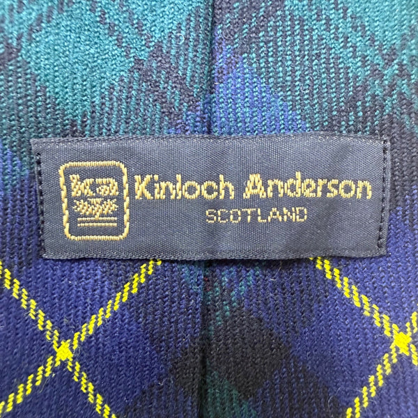 Kinloch Anderson Mens Blue & Yellow Wool Tartan Pattern Tie