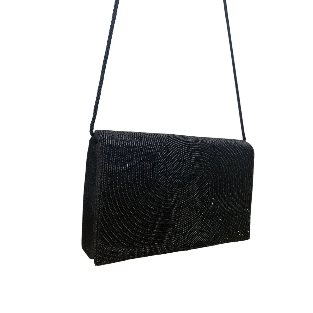 Lord + Taylor Women’s Black Beaded Spiral Detail Shoulder Strap Evening Clutch
