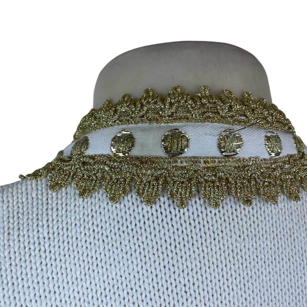 Vintage Fashioned By Pamela Hoke Gold & White Womens Knitted Cardigan