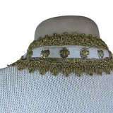 Vintage Fashioned By Pamela Hoke Gold & White Womens Knitted Cardigan